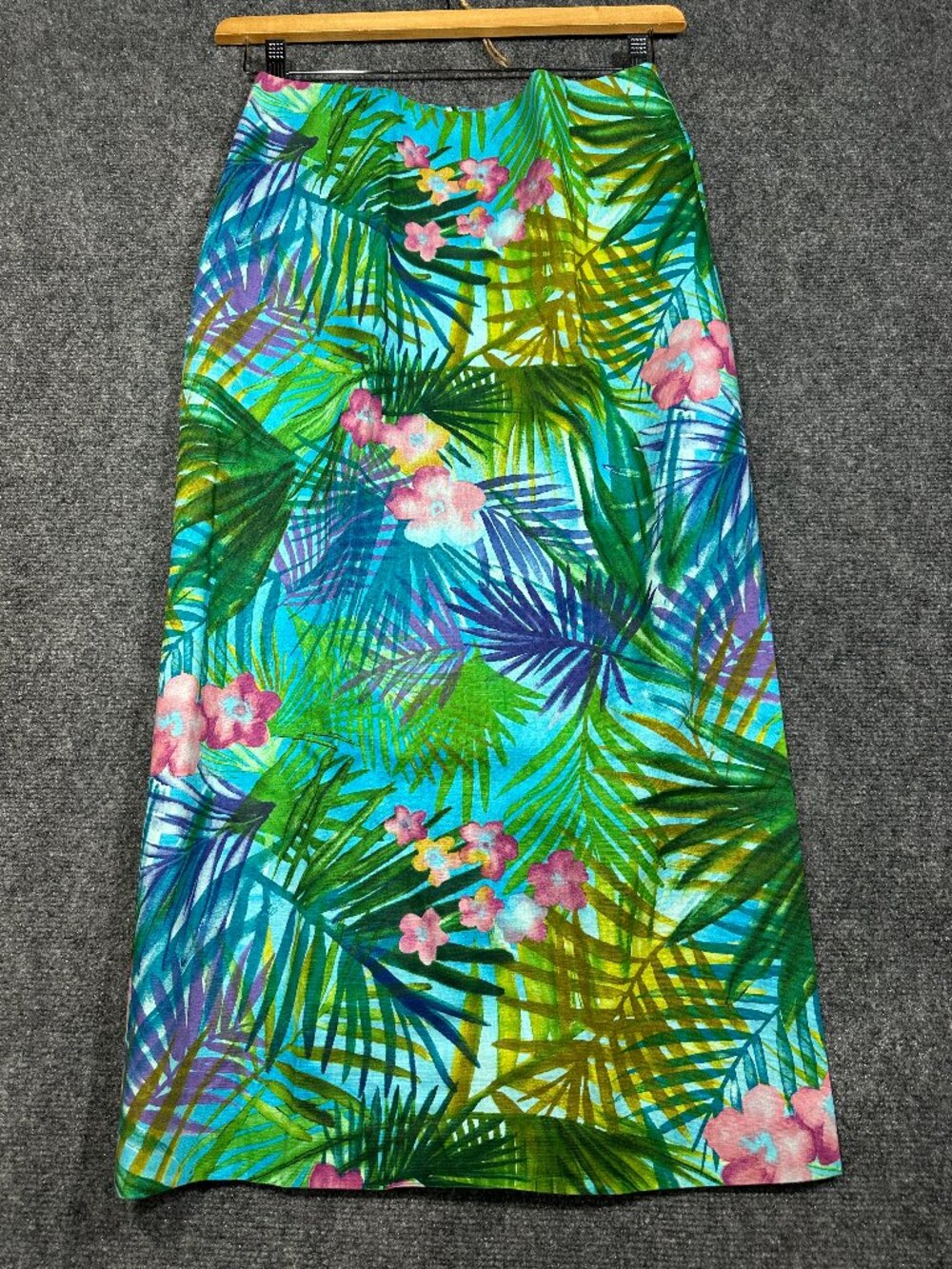 Maggy London Petites Skirt Womens 8 Tropical Linen Cotton Maxi Back Zip Lined